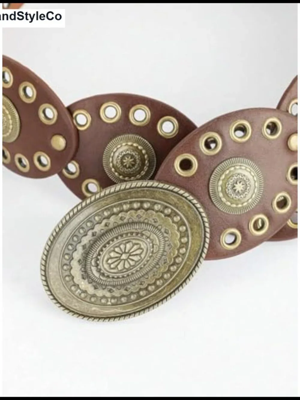 Wide Western Cowboy Disc Belt Vintage Cowgirl Concho PU Leather